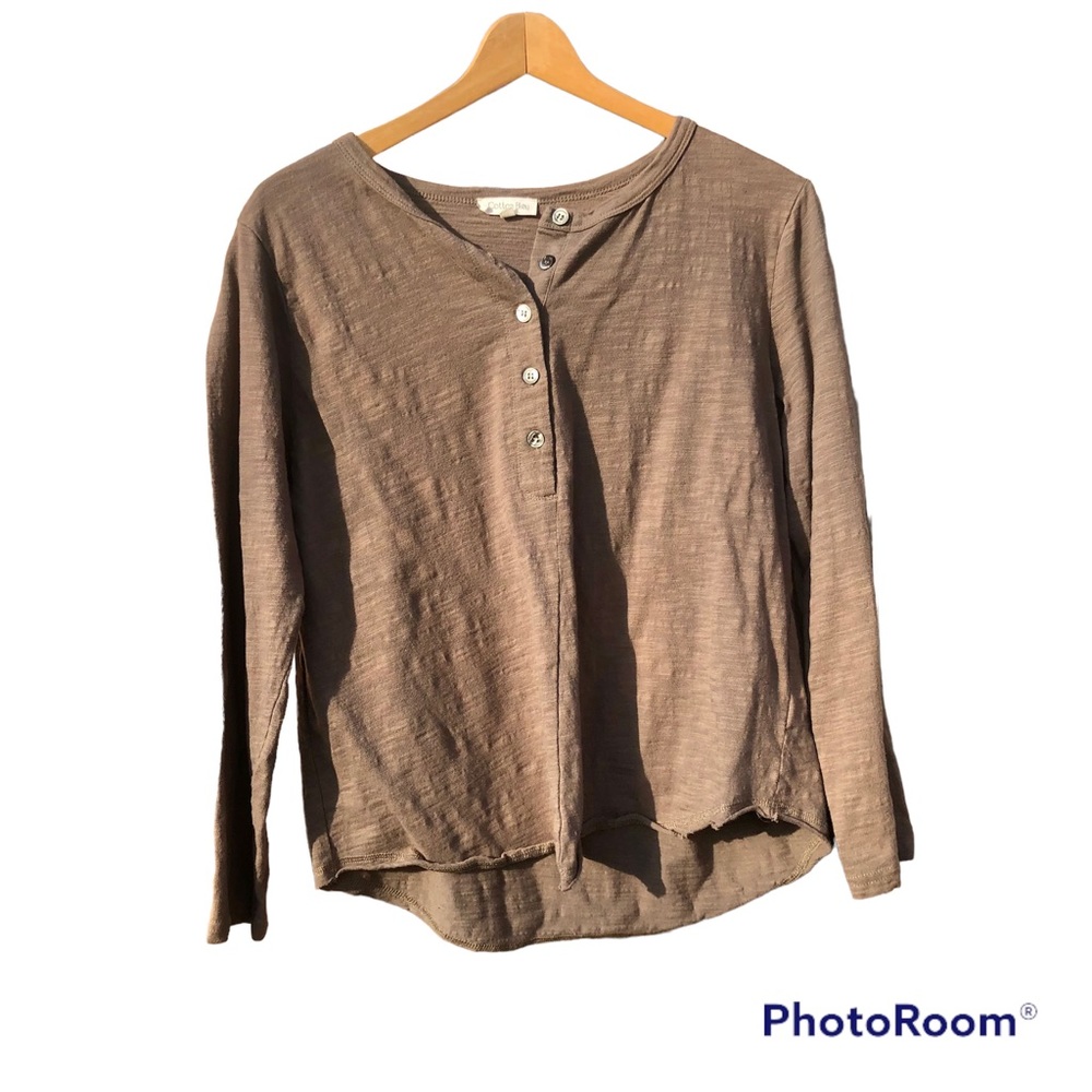 Cotton Bleu Shirt Oversized Small Brown Raw Hem